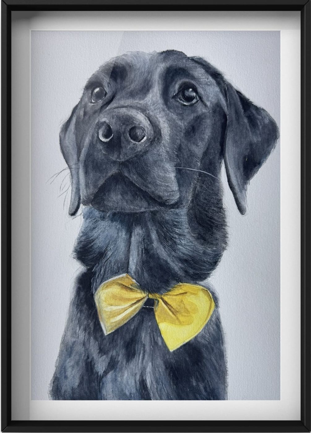 Detailed custom pet portrait in watercolour